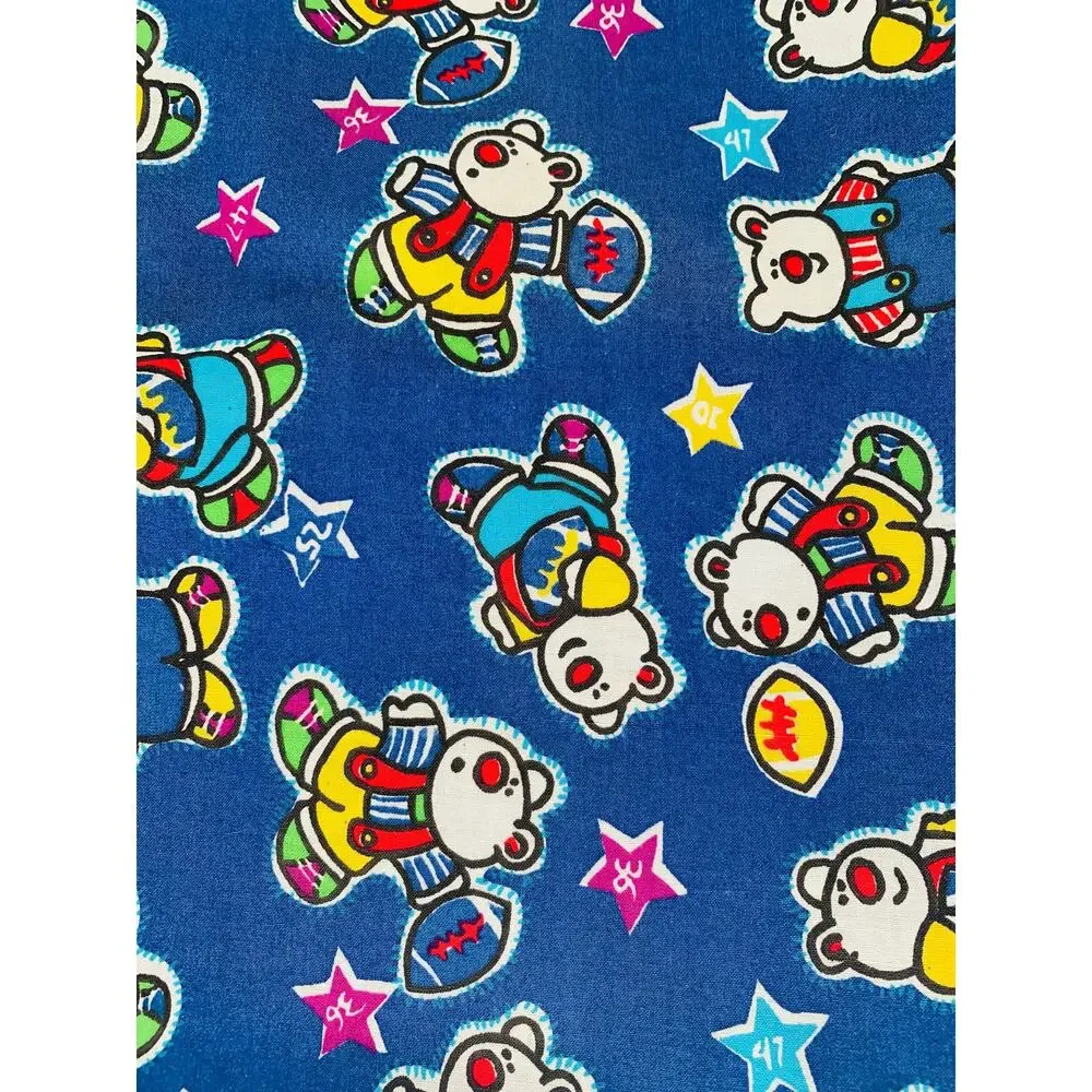 Garment Fabric Cotton By The Yard Blue Football Bears Childrens Stars Kids Craft
